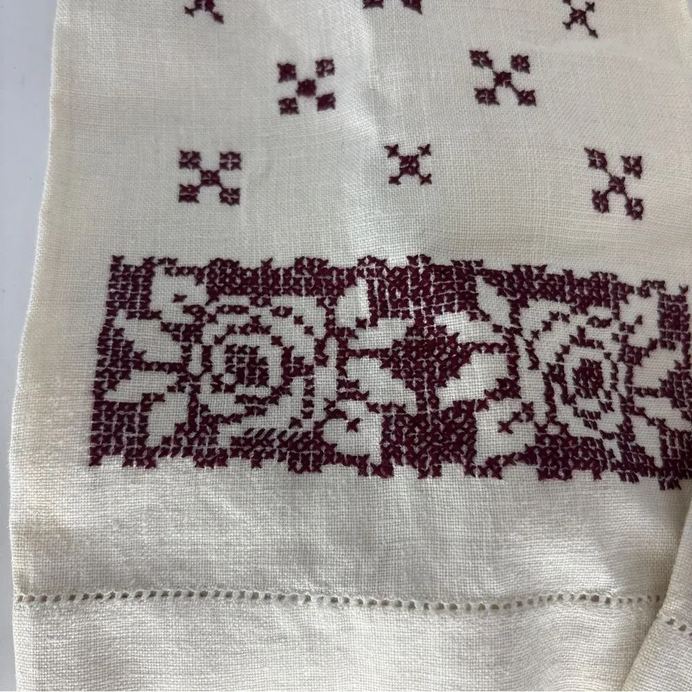 Vintage Hand Embroidered Cream three Table napkins